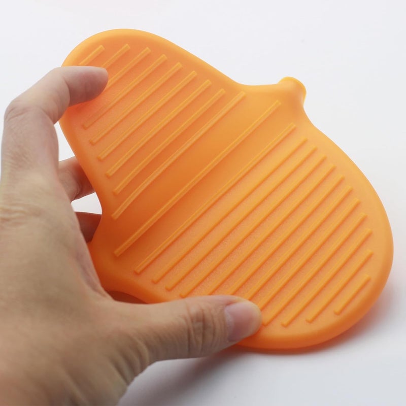 TacoMynxify Mini Silicone Oven Mitts Set – Heat Resistant, Non-Slip, BPA-Free Gloves for Baking, Cooking, Microwave Use – Foldable Pot Holders for Kitchen & Grill, Dishwasher Safe (2 Pairs, Black and Orange) - Image 4